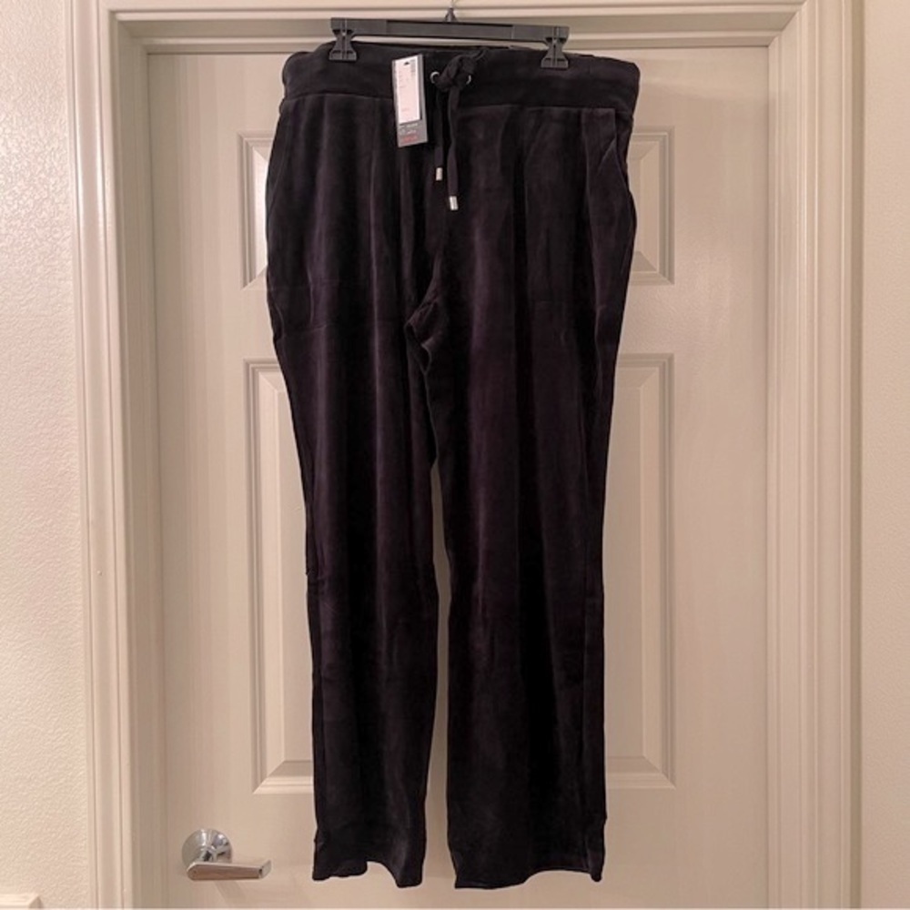 Avenue Rhinestone Toggle Drawstring Pull-on Velour Pant (SP11) - Picture 2 of 4